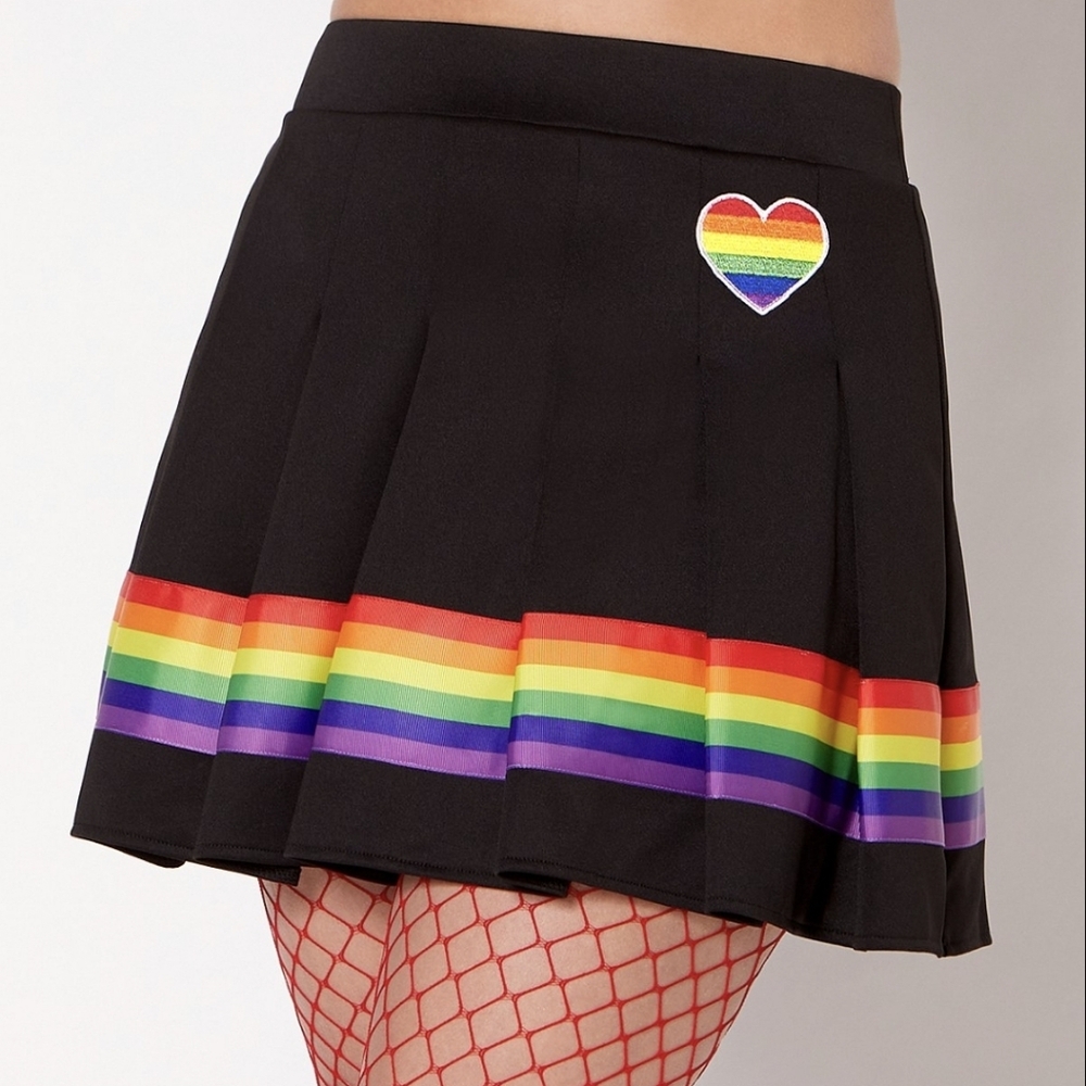 Black Rainbow Pleated Skirt
